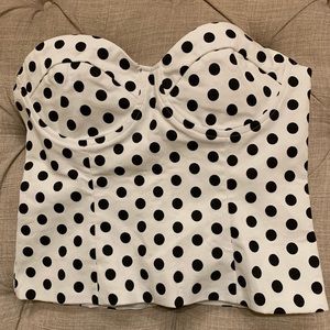 Polka black & white dot print sweetheart top